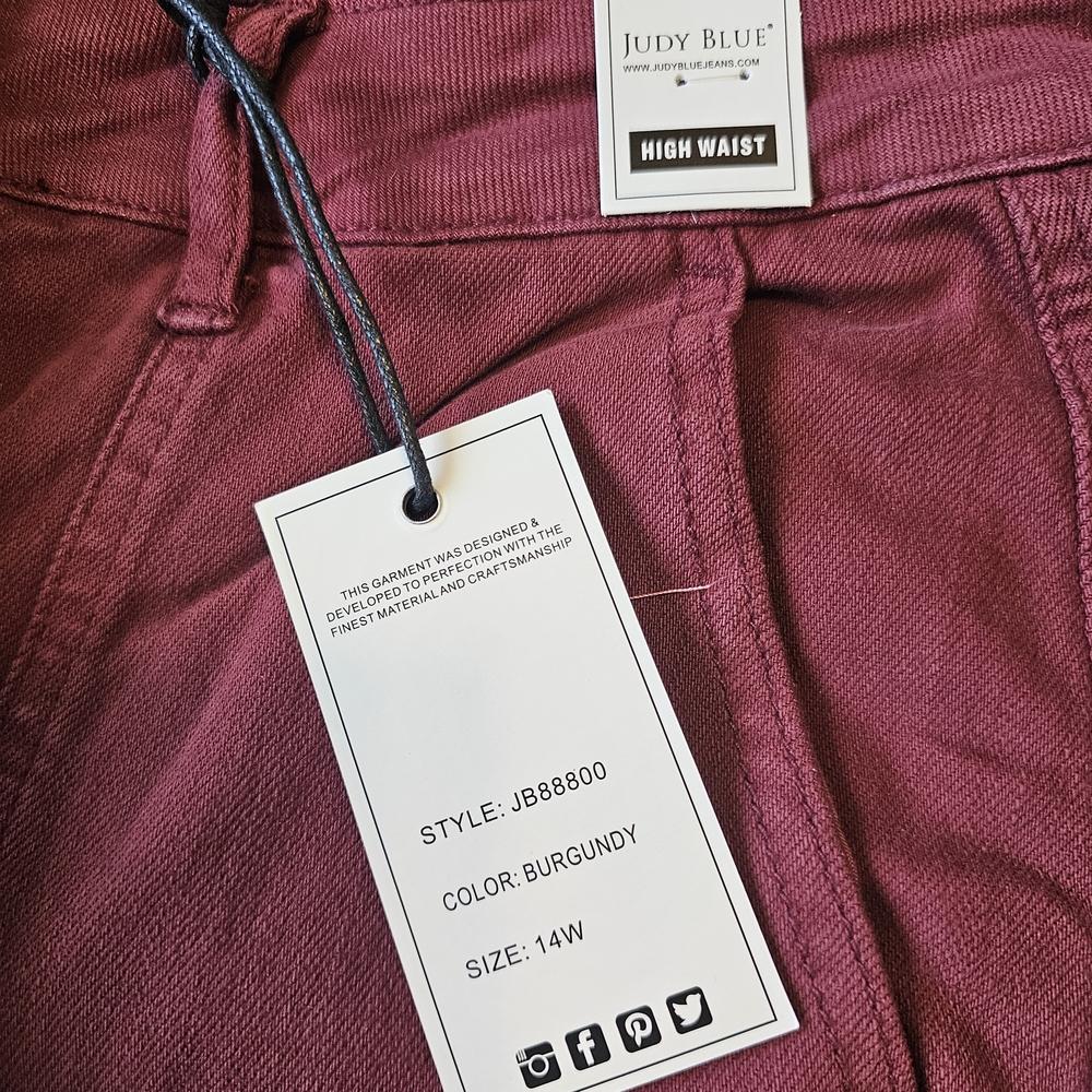 Judy Blue High Waist Burgundy Straight Leg Front Seam Pants